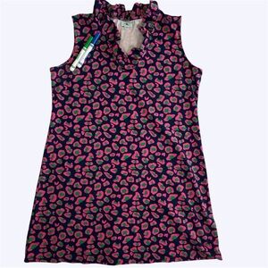 Haley & The Hound Sleeveless Ruffle Collar Abstract Print Blue Pink Dress Sz XL